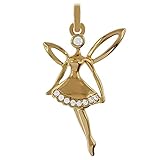 Hauteur : 2,4 cm Pendentif petite Fée Plaqué Or 750/000 et Oxydes de Zirconium - Neuf