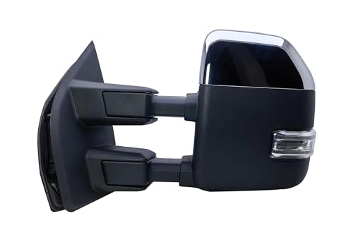 Replacement Driver Left Side Door Towing Mirror Power and Heated with Signal Light and BLIS Textured and Chrome Back Cover For Ford F-150 F-250 F-350 F-450 F-550 Super Duty from 2015 to 2020 - Image 4