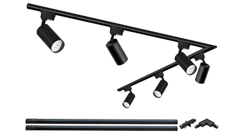 Bravsekai Kit Luci a Binario Teste, 6 Luci Binario Estensibile 2x1m Binario Tipo H 20W 3000K Bianco...