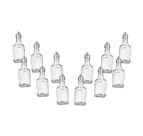 Glass Olive Oil or Vinegar Dispenser 6 Oz with Stainless Steel Pourer (12 PC)