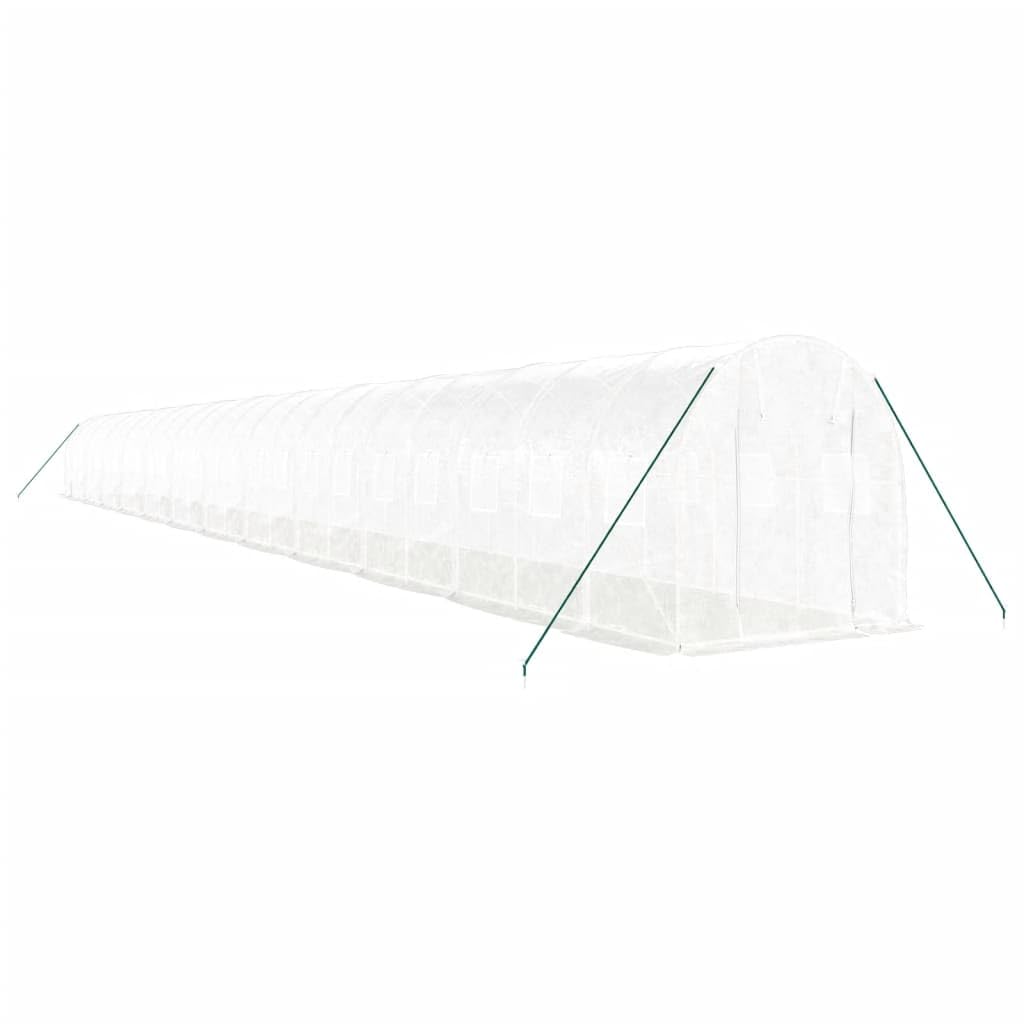 Szklarnia ze stalową ramą, biała, 48 m², 24 x 2 x 2 m, szklarnia foliowa PE z zamkiem błyskawicznym, oszczędzająca miejsce na pomidory, na balkon, taras, do uprawy warzyw i ochrony roślin w
