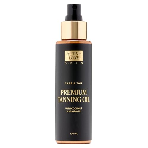 Active Luxe Premium Tanning Oil – Aceite de bronceado con aceite de zanahoria, aceite de coco, aceite de nuez, aceite de jojoba – Acelerador de bronceado para bronceado intenso de verano – 100 ml