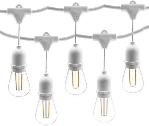 Generico Catena luminosa da esterno bianca pendente catenaria 10 metri prolungabile con 10 portalampada E27 lampadine non incluse