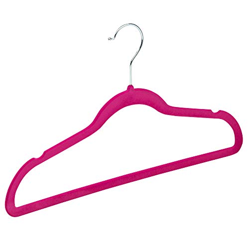 TODO HOGAR Percha Terciopelo Color Rosa, Perchas de Ropa Pack de 20,40, 80 y 120 Und con Superficie Antideslizante y Gancho Cromado Giratorio a 360º