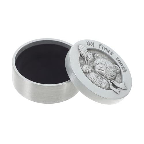 Toddmomy Baby First Tooth Box Rustic Metal Tooth Collection Holder Safety Design