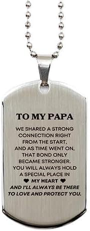 To My Papa Gifts, I'll always be there to love and protect you., Birthday Lovely Gifts Idea, Silver Dog Tag For Papa