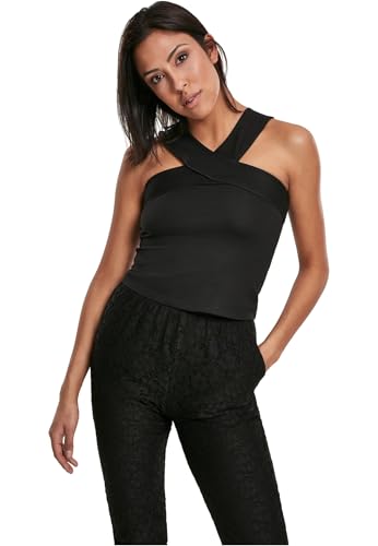 Urban Classics Top Cruzado Mujer Mujer Top Negro XS 95% algodón, 5% elastán Estrechos