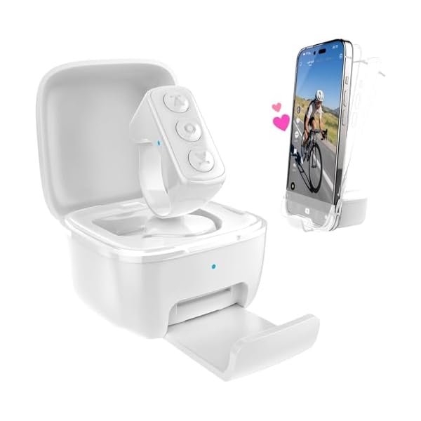 TikTok Scrolling Ring with Phone Stand, Bluetooth Page Turner for iPad/Kindle App/iPhone/Android, Remote Control for TikTok (White)