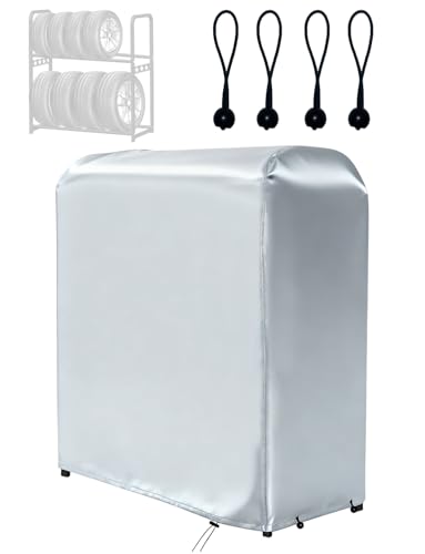 Fe.Takeo タイヤラックカバー 厚手 防水 屋外 【長さ110cm×奥行75cm×高さ145cm】 ボ一ルバンド4個付き 防風 紫外線防止 210D 防雨 劣化・汚れ防止 タイヤ収納カバー