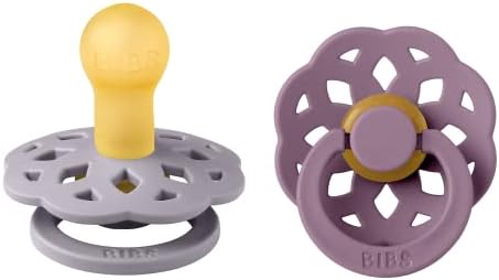 BIBS Boheme Soother 2-Pack. BPA Free. Round Nipple, Size 2 (6-18 Months), Vanilla/Peach