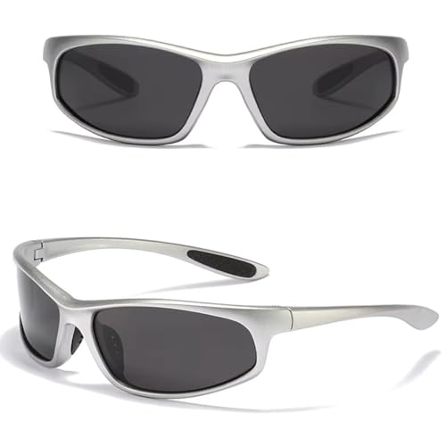 Image of Stylish Polarized Sports Sunglasses for Men Women - Unbreakable HD Clear Vision Cricket Motorcycle Riding Running Cycling Biking Driving Wraparound Branded Oval Goggles