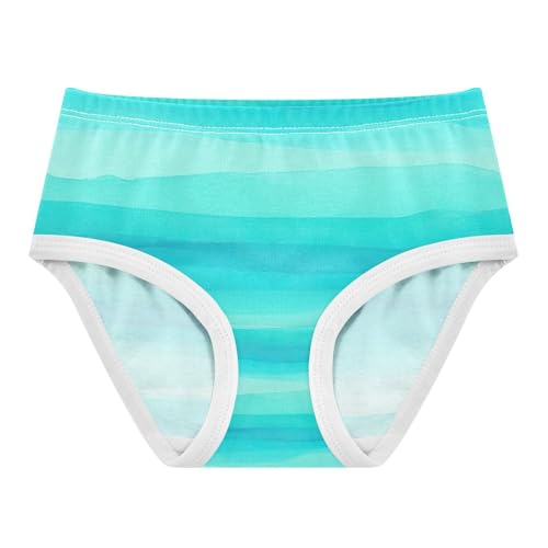 Stripes Turquoise Aqua Kids Underwear, Toddler Girl Briefs, Girls Underwear Cotton, 2–8 Years