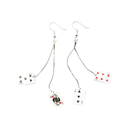 Miniblings Spielkarten Skat Kartenspiel Ohrringe - Handmade Modeschmuck I Karten Kasino Poker 2er Kettchen - Ohrhänger Ohrschmuck versilbert