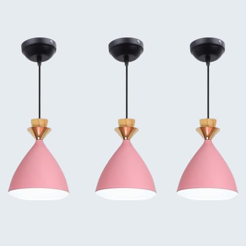 Image of Modern Pink Dome Hanging Pendant Light for Ceiling, Aluminium, Antique Decor, E-27 Holder, (Bulb is not Included) Pack of 3