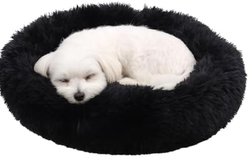 Intégrer nos animaux de compagnie dans la décoration intérieure Flamingo Panier Pacha Rond Noir - 55x55x12cm - Confortable, Durab...