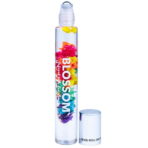 Blossom Roll on Rollerball Perfume Oil, Natural Essential Oils, Infused with Real Flowers, Made in USA, 0.20 fl. oz./5.9 ml (Rose, Violet, Lily, Magnolia, Amber, Cedarwood) Let Love Shine Rainbow Rose