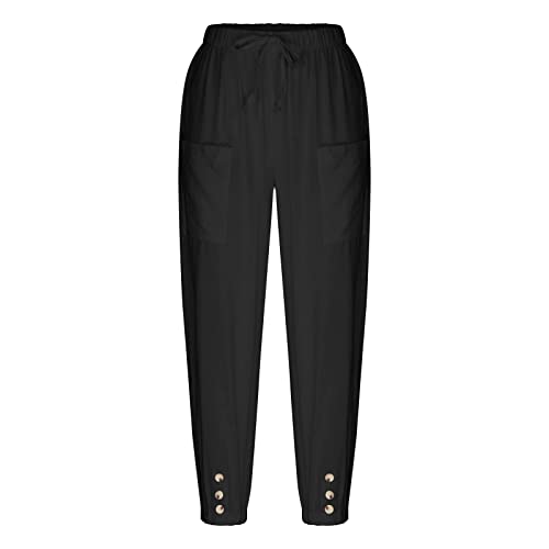 Ecokauer Women's High Waist Drawstring Capri Pants Loose Wide Leg Cropped Lounge Trousers with Pocket4