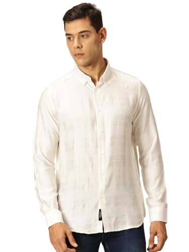 Image of Thomas Scott Men's | Self-Design | Full Sleeve | Slim Fit | Poly Cotton | Spread Collar | Casual Shirt