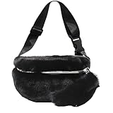 Fuzzy Fanny Pack for Women Faux Fur Belt Bum Bag with Adjustable Strap Waist Pouch Casual Crossbody Purse for Travel
