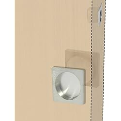 BricoShopping® Juego de manijas para puerta interior de madera correderas kit sin cerradura de gancho empotrado y trinquete ciego cuadrado boquilla de acero (cuadrado S/cerradura, cromo satinado)