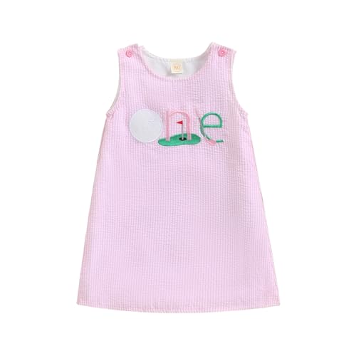 Toddler Baby Girl Summer Dress Sleeveless Tank Dress Baby 1st Birthday Hole in One Golf Girl Outfit