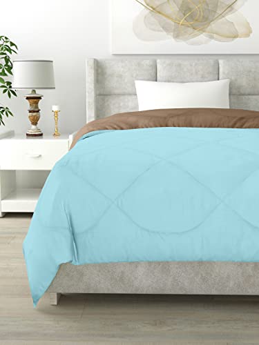 Image of Clasiko Reversible Single Bed Comforter; 60x90 Inches; 200GSM; Material - Cotton; Reversible; Color - Aqua Blue & Taupe; Pack of 1;