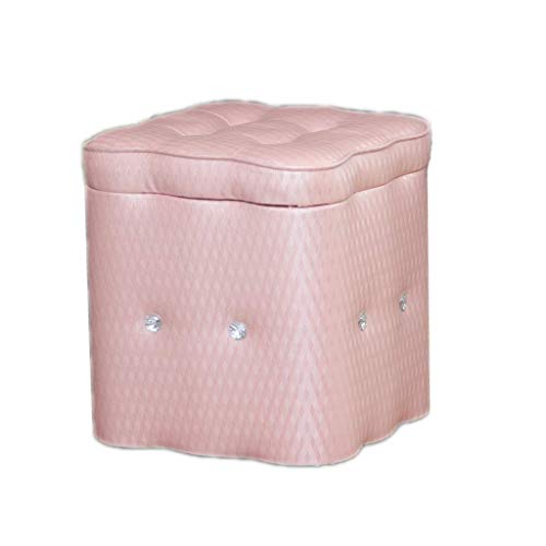 Repose-pieds coffre rose de 40 cm en polyuréthane pour s'asseoir