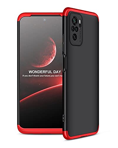 Image of Designerz hub Cover Case Ull Body 3 in 1 Slim Fit Complete 3D 360 Degree Protection Hybrid Hard Bumper Back Case Cover Compatible for Redmi Note 10T 5G / Poco M3 Pro 5G -Black & Red
