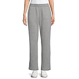 Time and Tru Women's Fleece Straight Leg Sweatpants (Grey, XL)