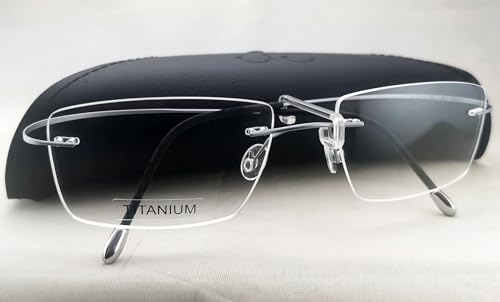 Image of Circleperson Rimless Titanium Eyeglass frames Men Hingeless Light weight 55-18-140