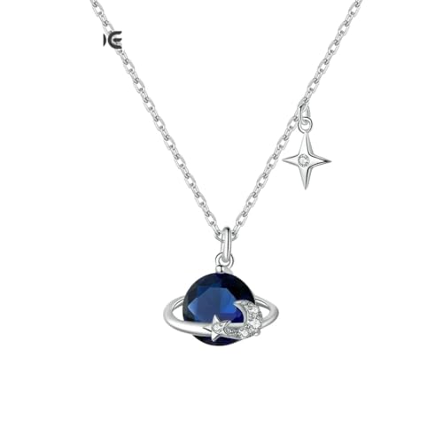 Pendentif planète bleue argent 925 pour éviter les allergies de peau chez la femme