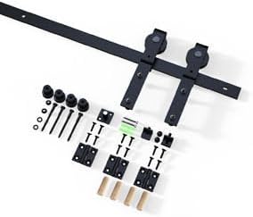 Miniatura 8 de AONAYIOA Kit de herrajes para puerta corrediza de granero plegable de 36 pulgadas3 pies para 2 puertas, herrajes para puerta de granero biplegables,