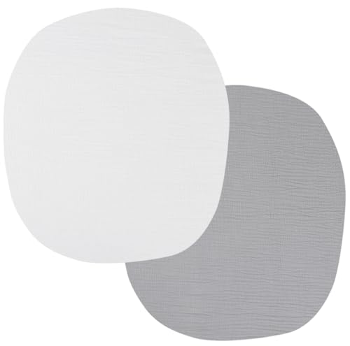 Image of Onacosht Muslin Bassinet Sheets 24" x21" Compatible with Graco Pack ‘n-Play Dome LX Bassinet, Small Round Bassinet Sheets 2 Pack 100% Cotton White and Grey