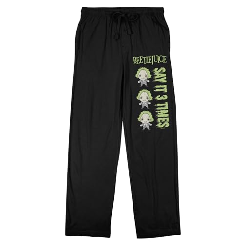 Bioworld Beetlejuice Say It 3 Times Men's Black Sleep Pajama Pants