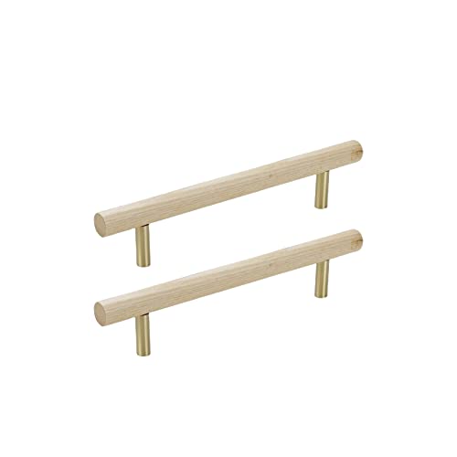 2個 天然木 ロッドプルハンドル キャビネット ドア ドレッサー 食器棚用 (穴の間隔 128mm/5.0インチ)