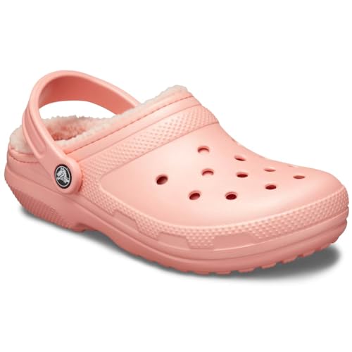 Image of Crocs unisex adult Men's and Women's Classic Lined | Fuzzy Slippers Clog, Melon /Melon, 11 Women 9 Men US