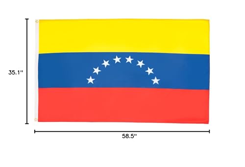Image of AZ FLAG Set of 2 Venezuela Flags without Patch - 150 x 90 cm - Venezuelan Flag 8 Stars 100% Polyester with Integrated Metal Eyelets