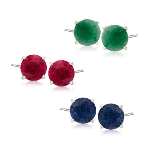 Ross-Simons 12.00 ct. t.w. Multi-Stone Jewelry Set: 3 Pairs Of Stud Earrings in Sterling Silver