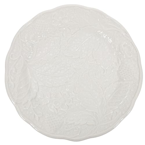 OKUMEYR Embossed Ceramic Plate Elegant Dinnerware for Wedding Party and Home Use Decorative Kitchen Plates for Serving Desserts Salads and More Premium Heat Resistant