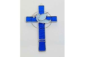 Stained Glass Cross with Dove: An Exquisite Reflection of Faith