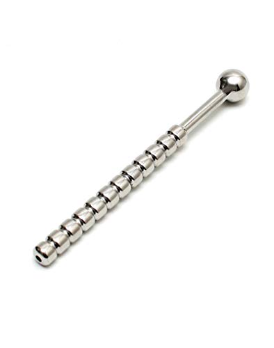 Rimba Bondage Play Urétral creux nervuré | Bouchon de courbure urinaire Argent Ø 1 x 13.7 cm