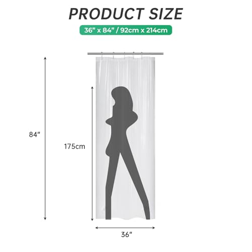 Image of AmazerBath Long Stall Shower Curtain 36x84 Inches, Walk in Shower Curtain Plastic, Clear Shower Stall Curtain Heavy Duty Thick PEVA, Narrow Curtain with 2 Weighted Stones and 6 Grommet Holes
