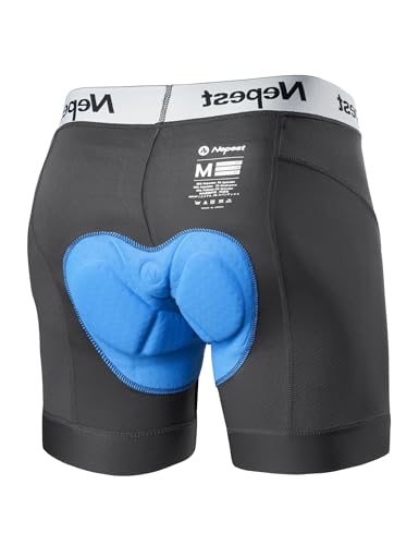 Nepest Men's Cycling Underwear Shorts 4D Padding Breathable Lightweight Elastic Biker MTB Underpants with Padded Dark Grey/White,XXL