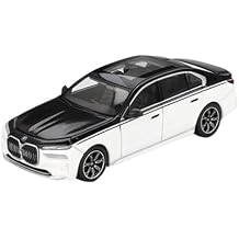 MINI GT 1/64 i7 xDrive60 Alpine White/Black Sapphire Left Handle Finished Product MGT00959-BL