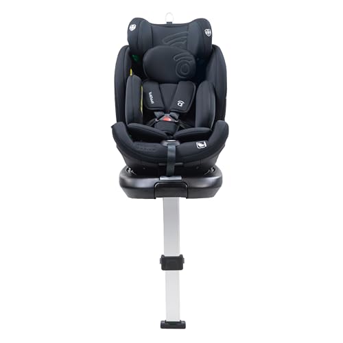 Asalvo UPPERFIX i-Size (40-150 cm) Silla de Auto, Giratoria 360º con Reclinado, A Contramarcha y En Sentido de la Marcha, Con Isofix y Pata de Apoyo, Negro