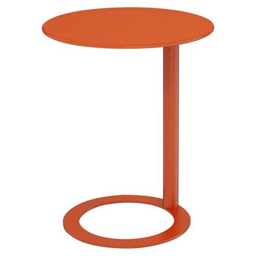 WPWSDWMX Mesa de Bar Redonda de 60 cm, en Forma de C con Base Metálica en Forma de O, Mesa Auxiliar Alta de 74 cm(Orange)