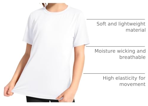 Image of KEREDA Girls Athletic Shirts Quick Dry T Shirts Summer UPF 50+ Tops 3 Pack