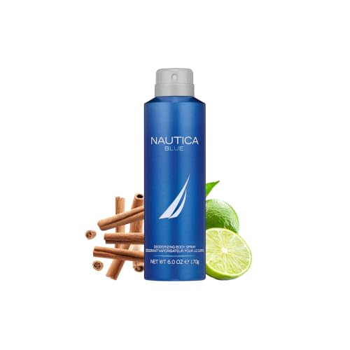 Image of Nautica Blue Deo Body Spray 6 fl oz (Pack of 1), Notes of Basil, Jasmine, and Cedarwood, Men's Fragrance, Long Lasting, Everyday Fragrance