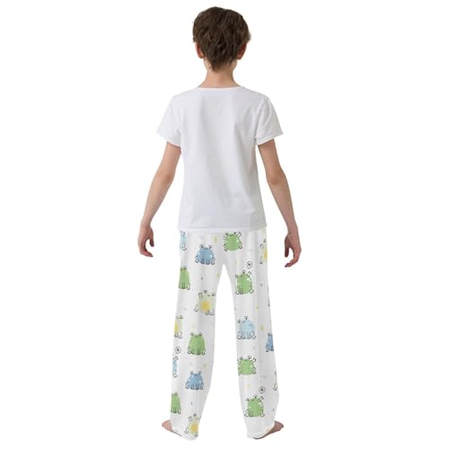 Boys' Pants Blue Green Frogs Doodle Long Bottoms Jogger Pants Elastic Waist Trousers with Pockets S-XL3