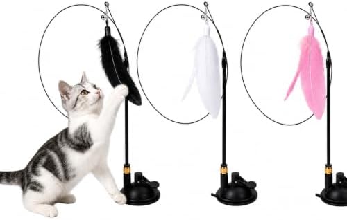 Brinquedo Gato Varinha com Ventosa Fixável em Chão, Parede, Janel...